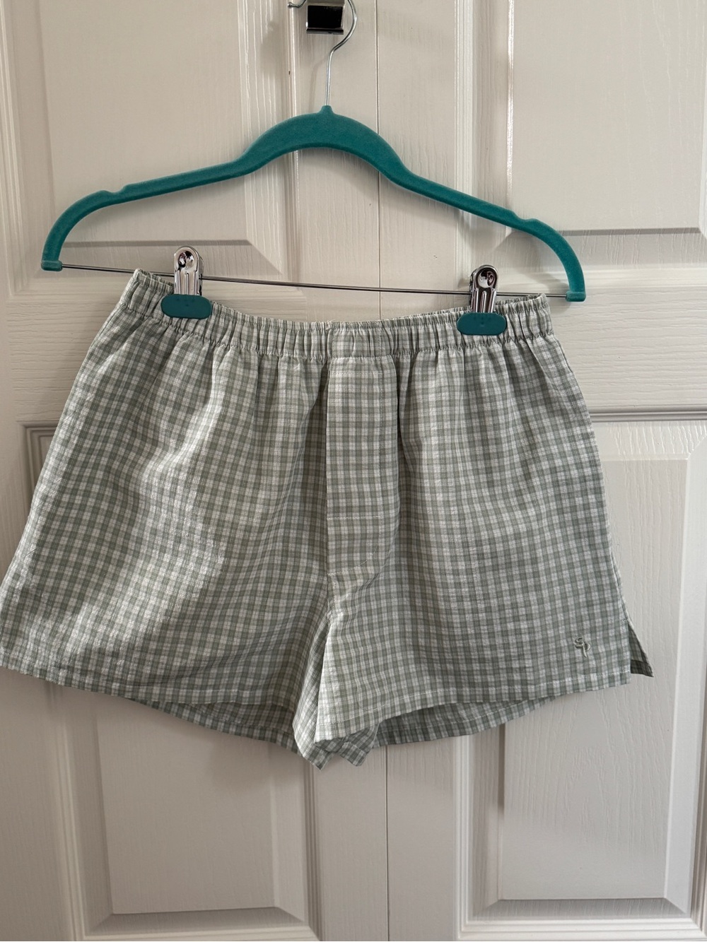 Women's Green Gingham boxer Shorts
